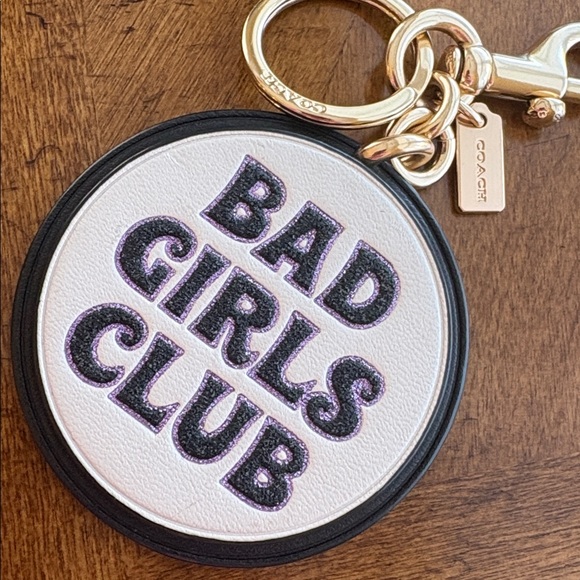 Coach Disney X Bad Girls Club bag charm gold keychain key fob key ring glitter